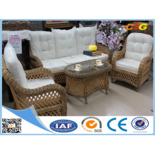 White and Brown Rattan Furniture Sofa